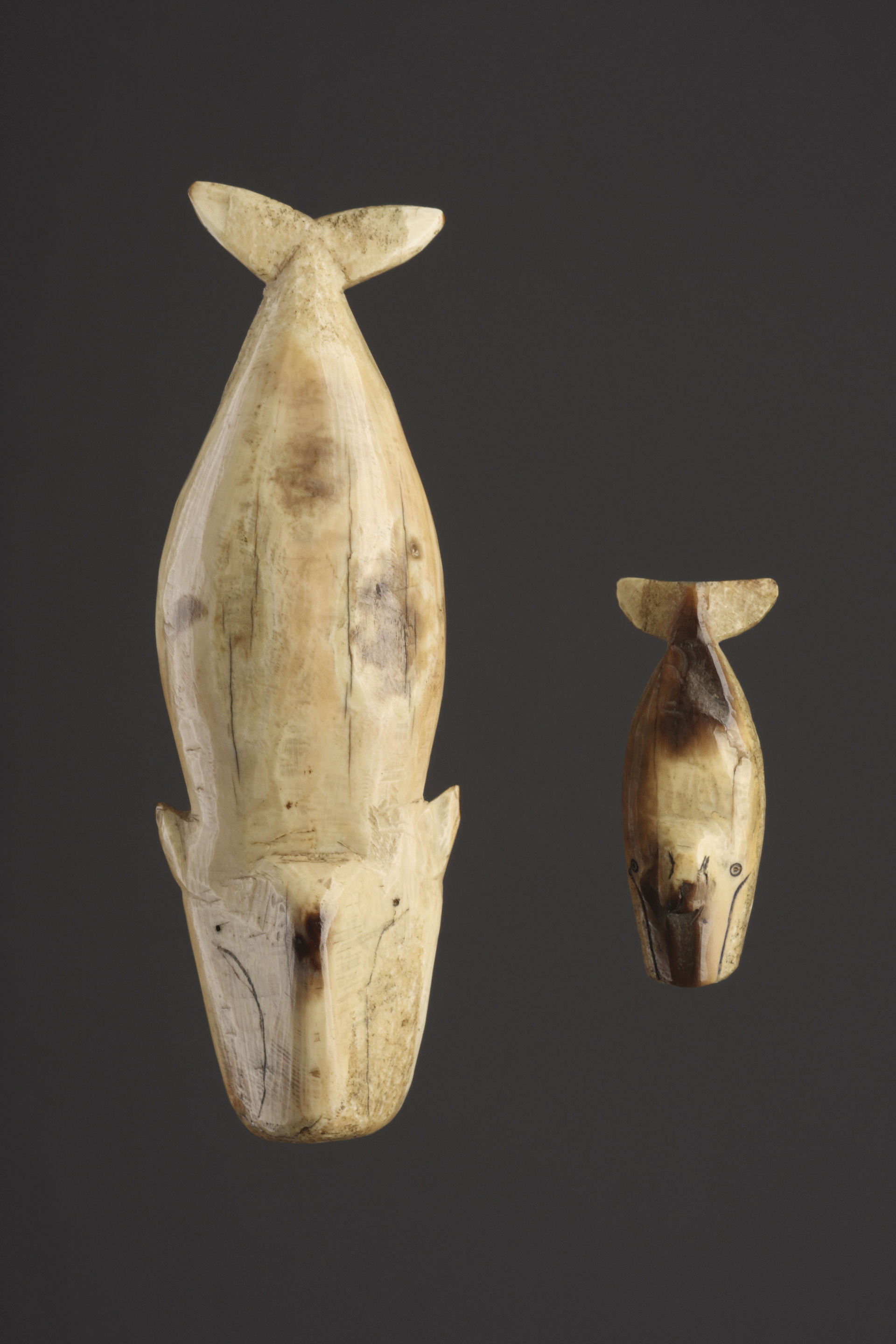 Two Northern Alaskan Inupiak Eskimo Amuletic Bowhead Whale Images 'Arveruag'